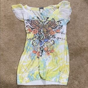 Colorful Butterfly Print Top